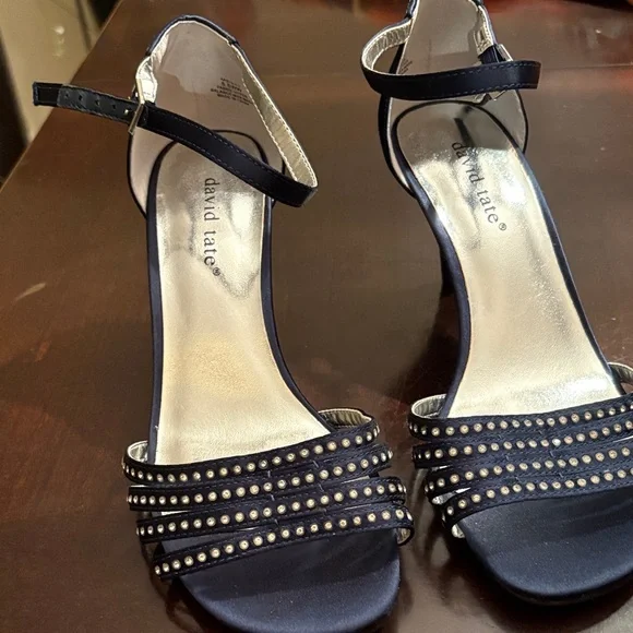 David Tate Midnight Blue Studded Heels - Picture 1 of 5